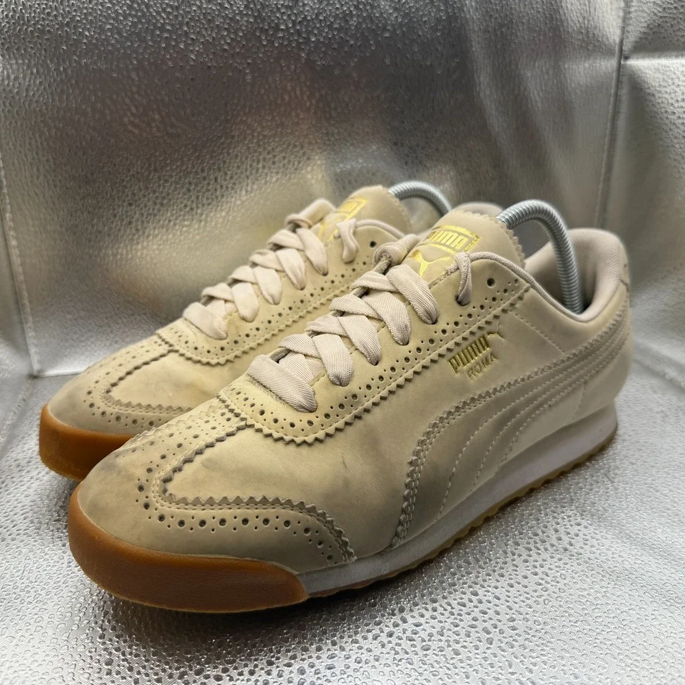 Size 10 Puma Roma Brogue Cream Womens Lace-Up Athletic Sneakers‎ 369936-02